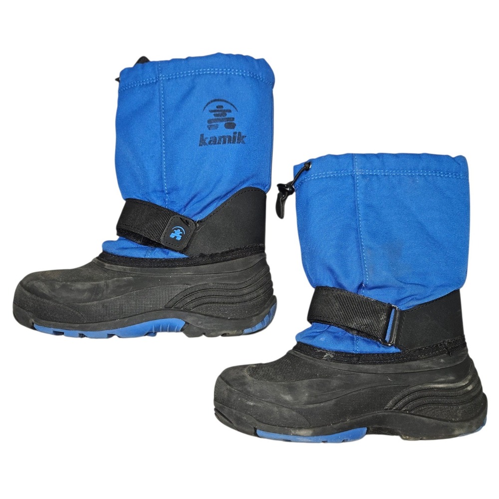 Kamik Water Resistant Insulated Winter Snow Boots Blue Black Sz 2 Youth